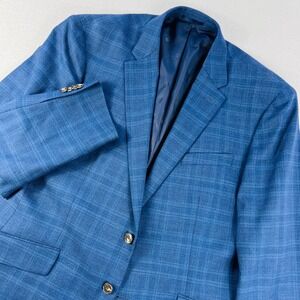 Jos. A. Bank 1905 Tailored Fit Blue Glen Plaid Blazer Sport Coat brrr Comfort